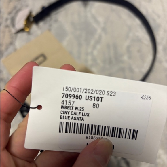 GUCCI BELT GG MARMONT ANTIQUE BRASS MEMORABLE BUCKLE BLUE AGATA WOMENS - Picture 7 of 9